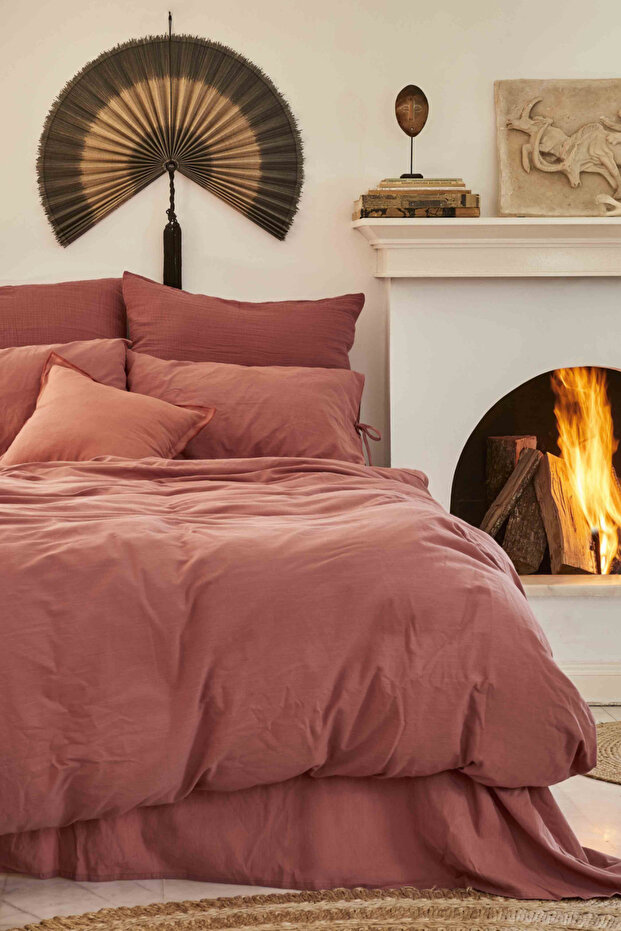 4 Element Ateş Terracotta 100% Cotton Double Duvet Cover Set