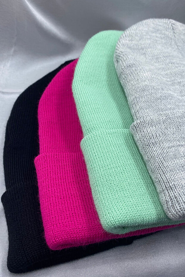 طقم قبعة شتوية أساسية قابلة للطي للجنسين مكونة من 4 قطع - 2