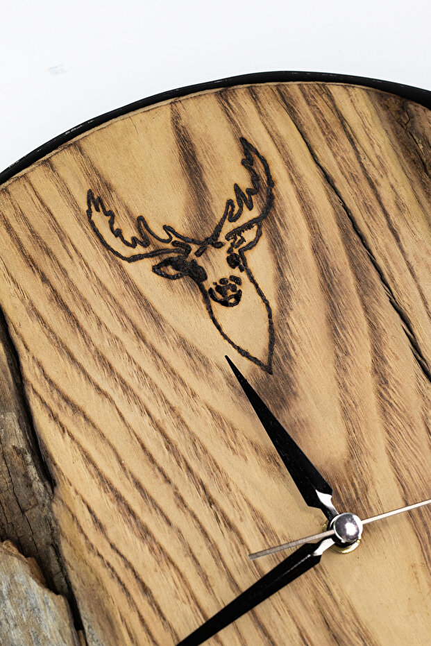 Solid Chestnut Metal Frame Wall Clock Deer 30 cm - 3