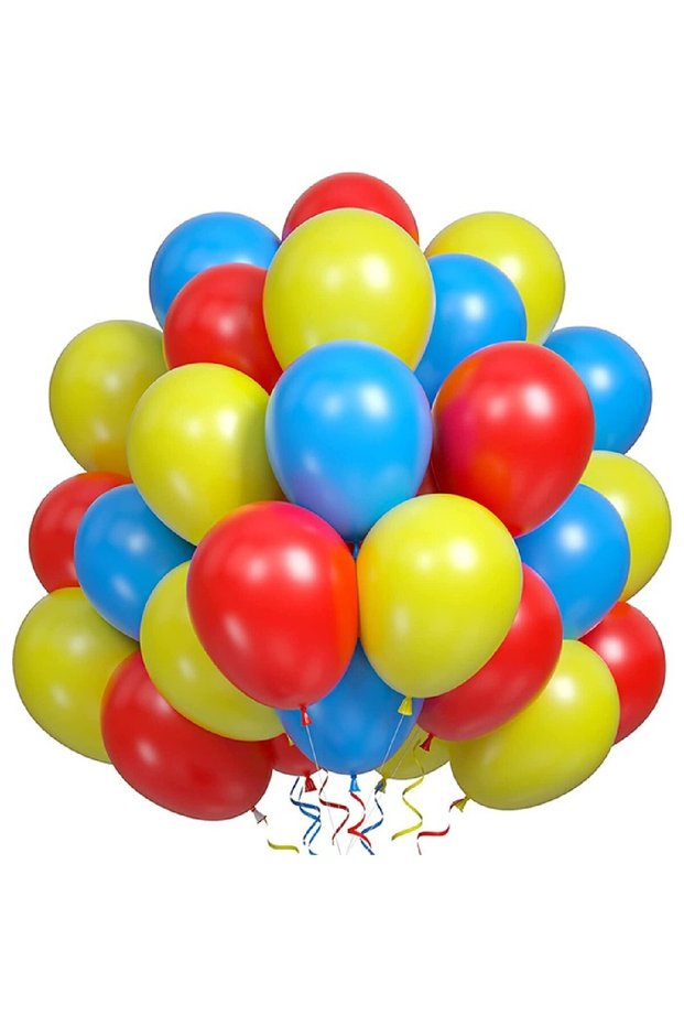 Yellow Red Blue Colored Balloon Set 30 pieces