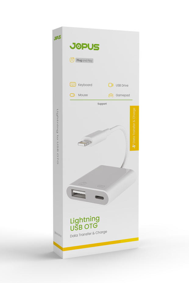 Iphone & Ipad Lightning Usb Otg Şarj Dönüştürücü 2'in 1 Adaptör Jo-ıp08 Beyaz Uyumlu - 2