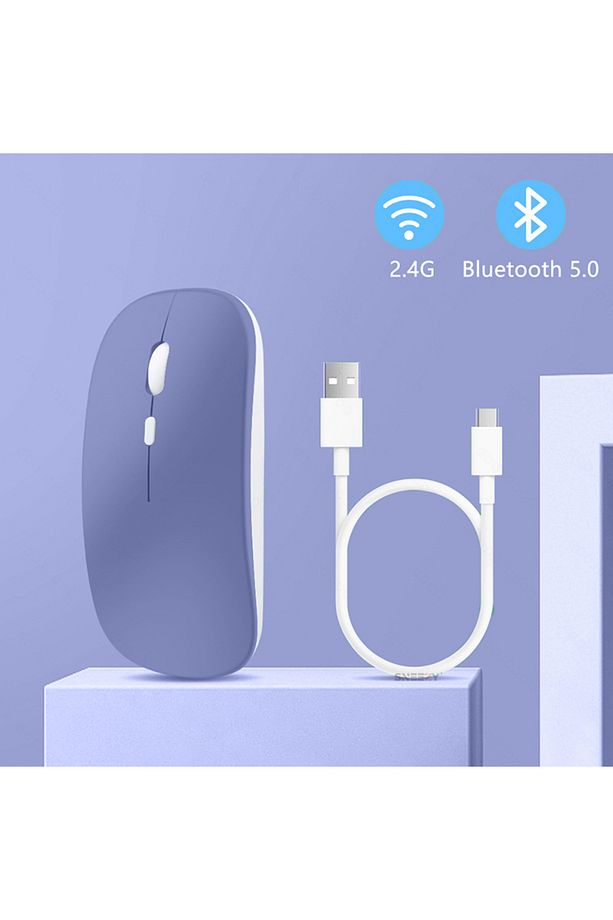 Apple Macbook Şarj Edilebilir Sessiz Mouse Bluetooth + 2.4Hz Wifi Kablosuz Mouse Fare - 4