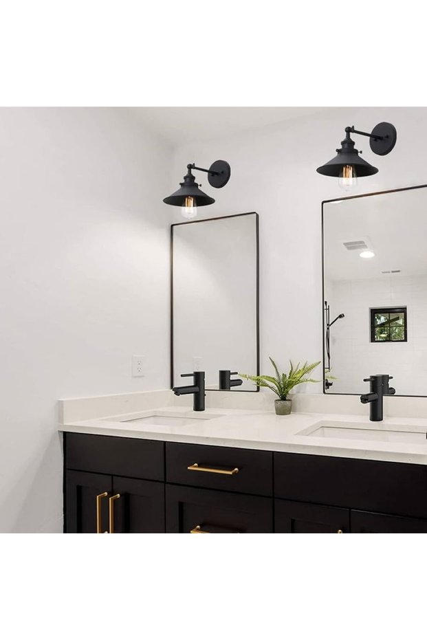 VINTAGE,RUSTIC BLACK JOINTED 1XE27 BATHROOM MIRROR TOP SCONCE NOTE:1PCS PRICE DIAMETER:23CM