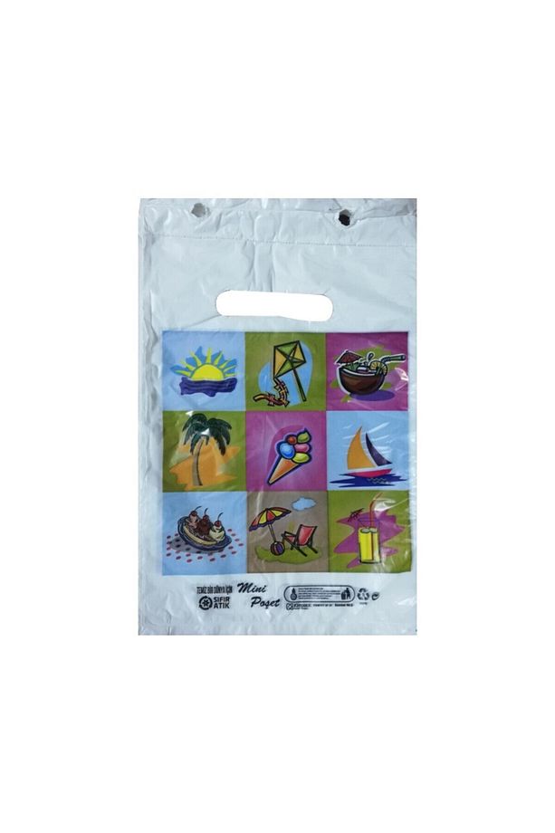 Beyaz Poşet 100'lü No 0 Takviyeli Poşet 20x30 cm El Geçme Baskılı Blok Poşet - 3