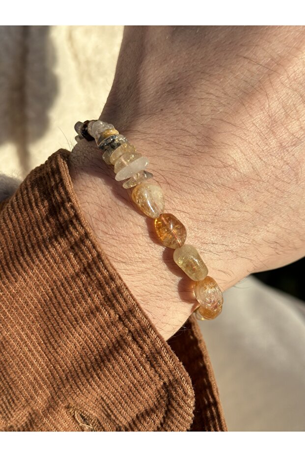 Smyrna Quartz and Citrine Natural Stone Unisex Bracelet