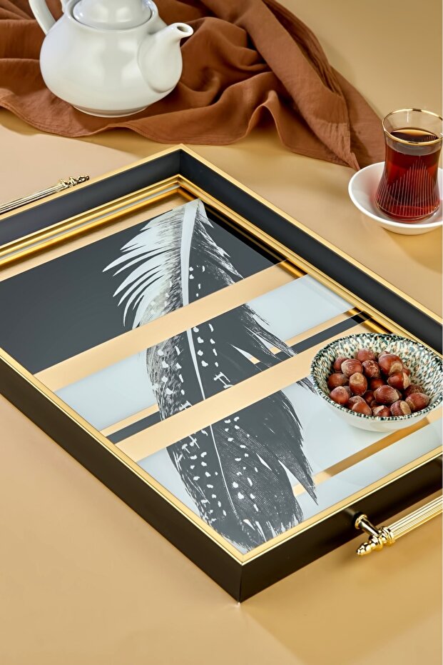 Damat kahve tepsisi , kahve tepsisi , servis tepsisi , Dekoratif Sunum Tepsisi - 3