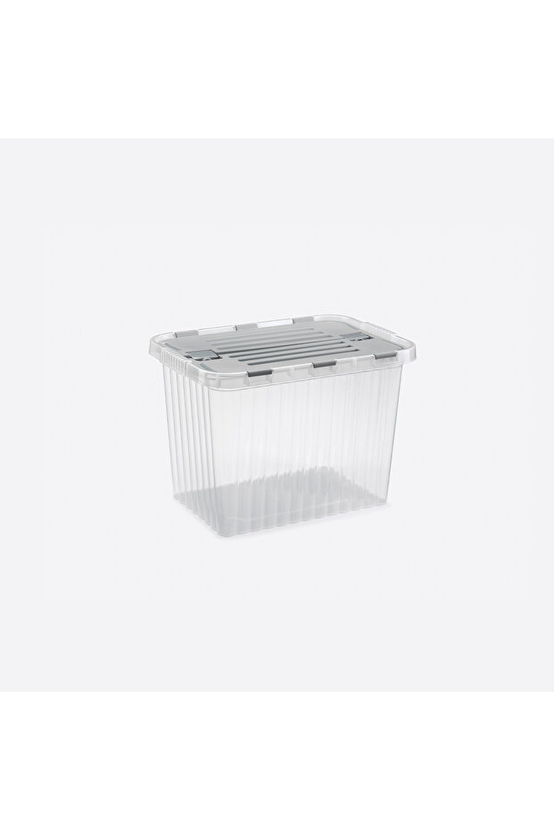 3-Piece Transparent Double Lid Lockable Box Color Gray, Beige, Anthracite - 5