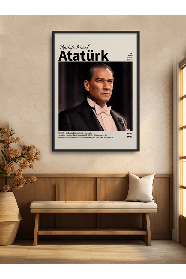 Single Framed Ataturk Portrait Poster Painting Ata017
