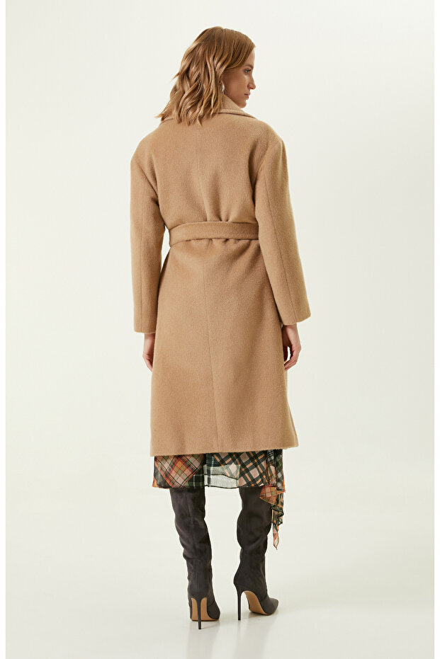 Camel Yün Karışımlı Manto - 5