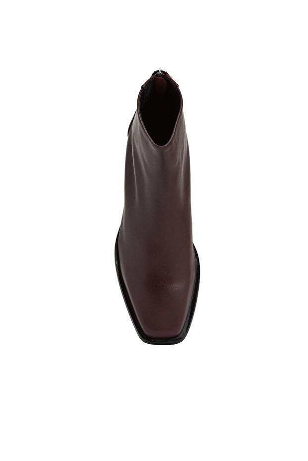 Bordo Kadın Deri Bot - 4