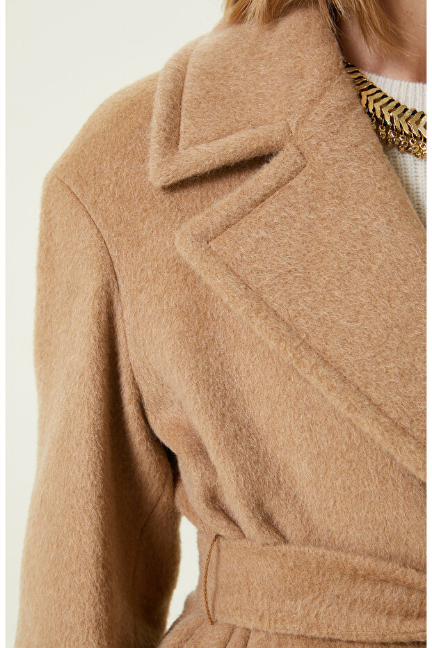 Camel Yün Karışımlı Manto - 6