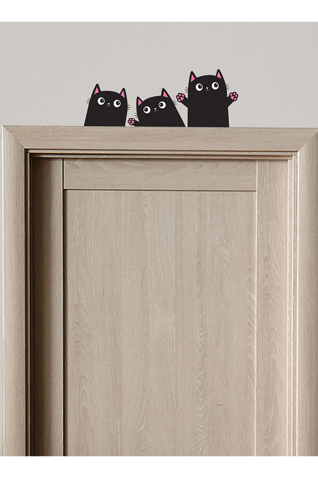 Black Cats Themed Sticker for Door Wall Mirror Glass