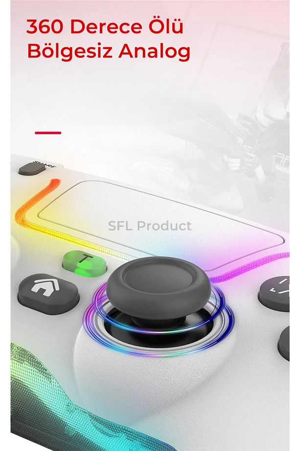 Kablosuz Rgb Gamepad Oyuncu Kol /çift Titreşim/6 Eksenli Rgb Mod/ps4/switch/pc/androd/iphone Uyumlu - 3