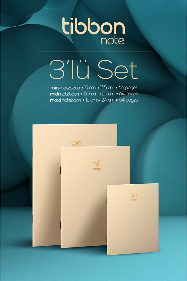 Note Defter Dikişli 3 Lü Set Sarı 36 - 1