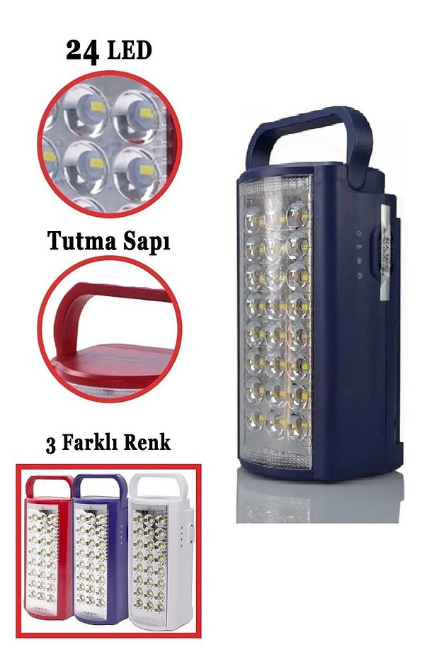 24 Led Ultra Güçlü Şarjlı Işıldak El Feneri Kamp Masa Piknik Çadır Lambası - 4
