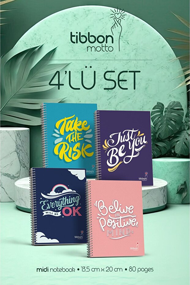 Motto Midi Defter Spiralli 4'lü Set Motto 1 -13 - 1