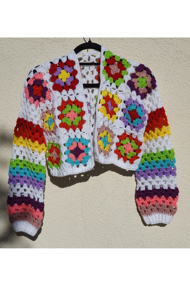 Çok Renkli Örgü Crop