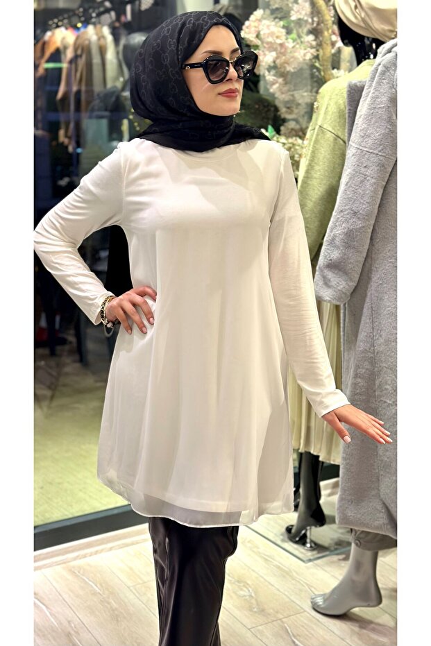 ÖNÜ ŞİFON KUMAŞLI BLUZ - 2