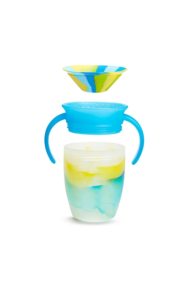 Mucize 360° Alıştırma Bardağı 6 Ay+ |207 ml | BPA İçermez | Mavi Tropikal Desen - 3
