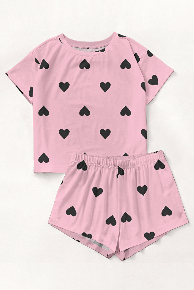 Short Sleeve Shorts Pajama Set Love Your Heart Supersoft Basic Single Jersey