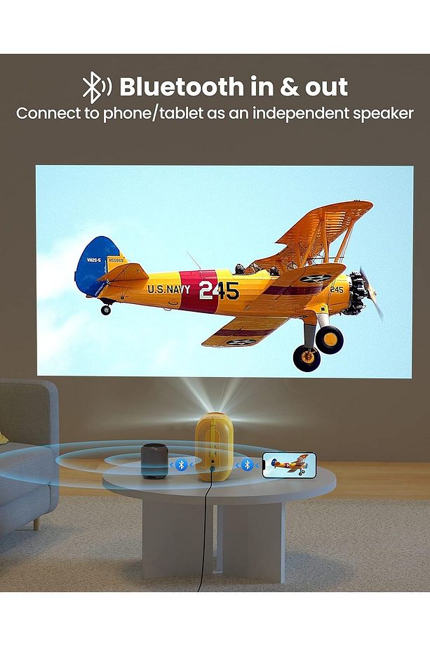 Mini Video Projektörü,5G WiFi ve Bluetooth, Çarpıklık Düzeltme, iOS/Android/Windows/USB/HDMI - 2