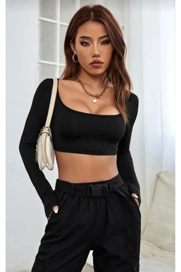 Women's black chest low-cut ceop