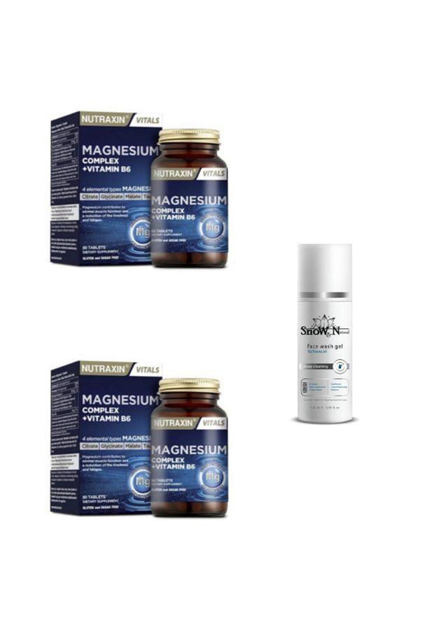 Magnezyum Complex Vitamin B6 125 Mg 60 Tablet 2 Adet + 100ml Yüz Temizleme Jeli Hediyeli - 1