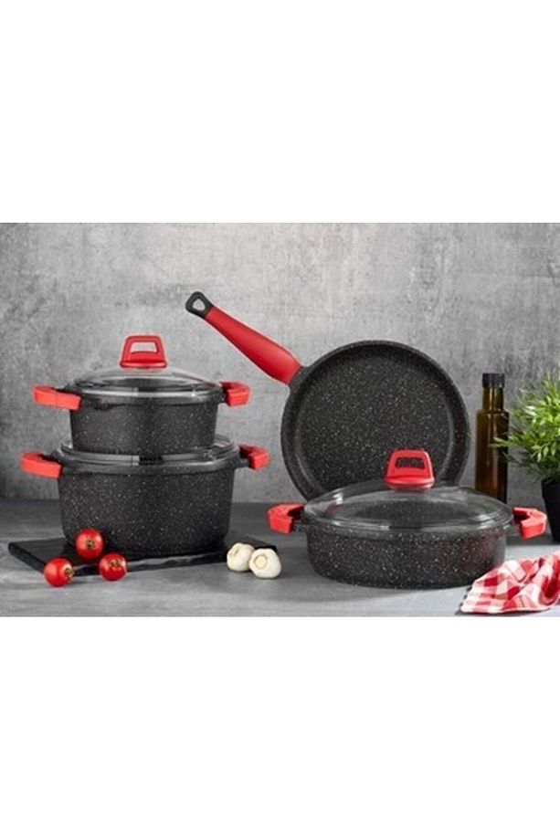 7 Parça Granit Döküm Tencere Tava Set - 1