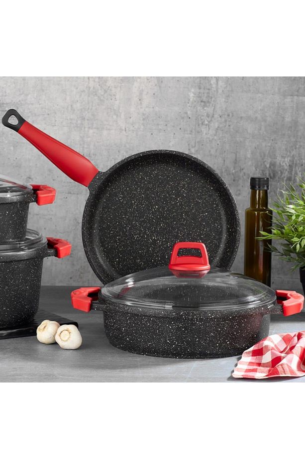 7 Parça Granit Döküm Tencere Tava Set - 3
