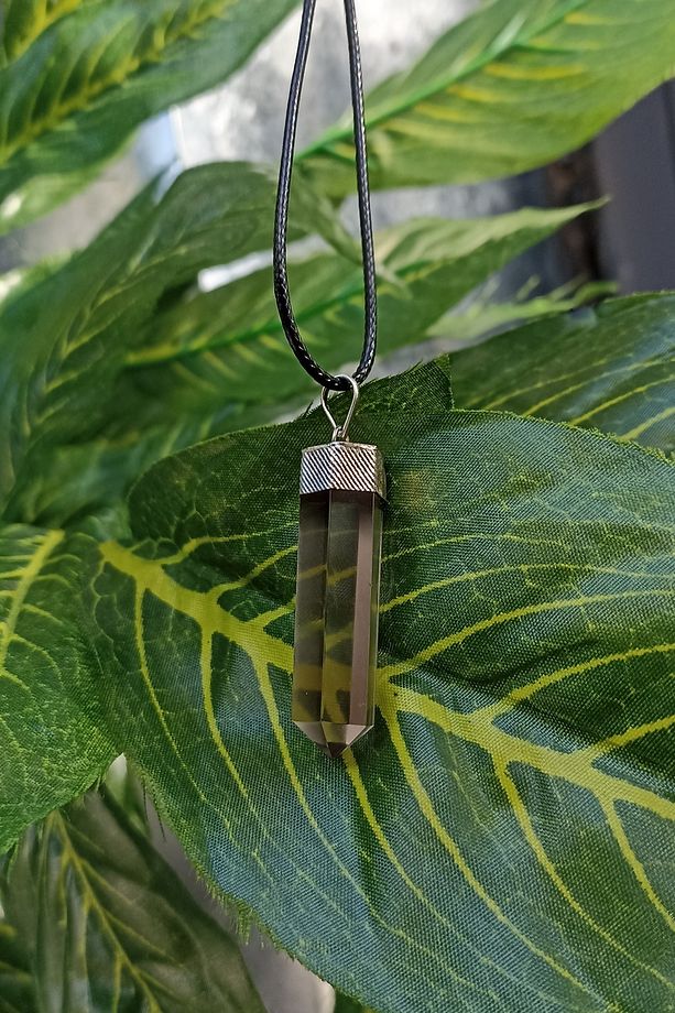 Dumanlı Quartz Taşı Kalem Pandül Kolye Ucu (DERİ İP HEDİYELİDİR) - 3