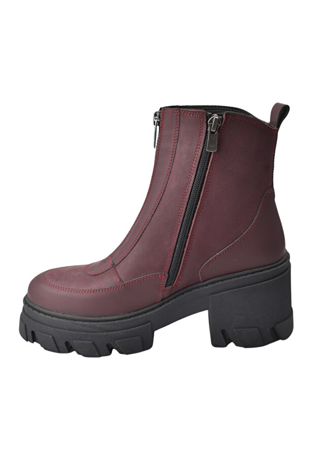 Ön Fermuar Detaylı Hakiki Deri Bot - 2