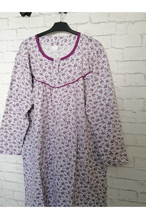 Oversize, Thick, winter, raised inside, 3 buttons, 100% cotton, large size, long mother's nightgown
