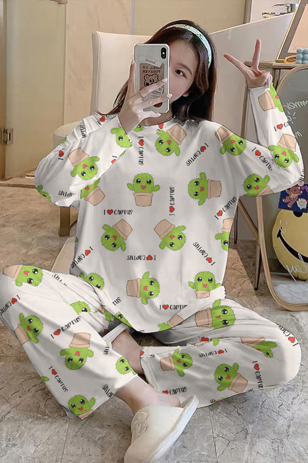 Long Sleeve Pajama Set I Love Captus Supersoft Basic Single Jersey