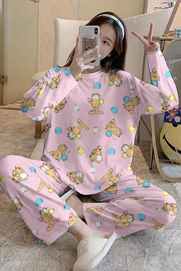 Long Sleeve Pajama Set Garfield Supersoft Basic Single Jersey