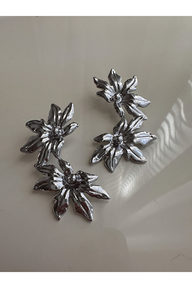 أقراط زهور مزدوجة كبيرة - 1