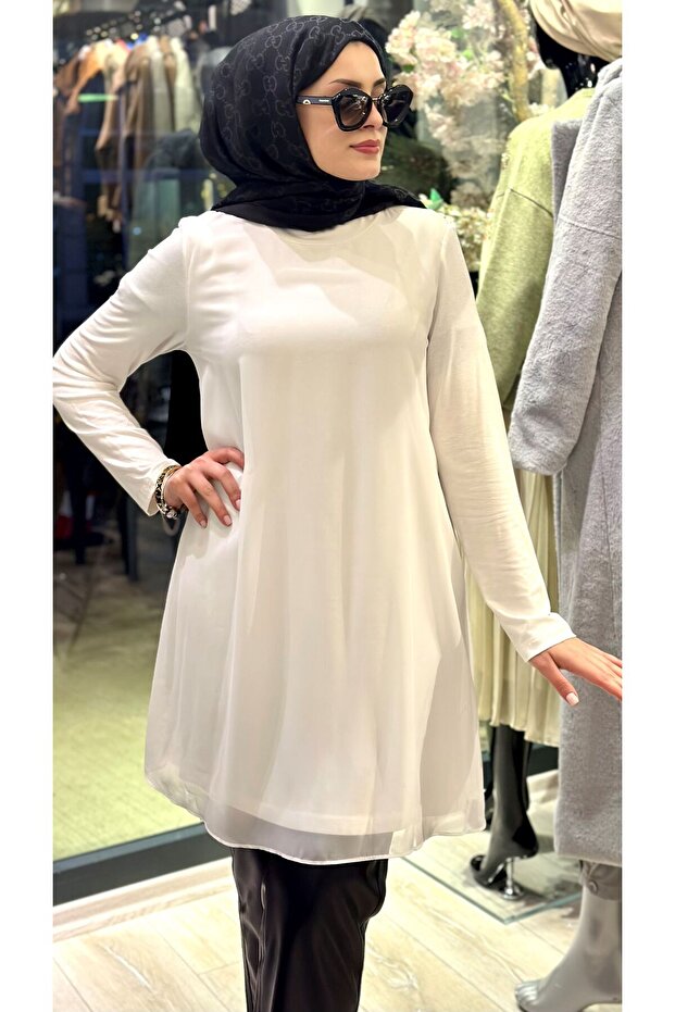 ÖNÜ ŞİFON KUMAŞLI BLUZ - 1