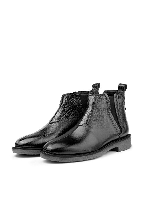 Leeds Genuine Leather Non-Slip Sole Chelsea Daily Boots Black