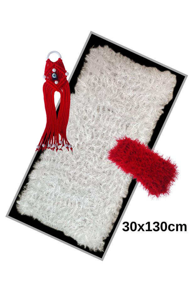 Renault Toros Broadway Tofaş Doğan Şahin Hand Knitted Glove Box Cover / Gearbox & Exhaust Tassel (30x130cm)