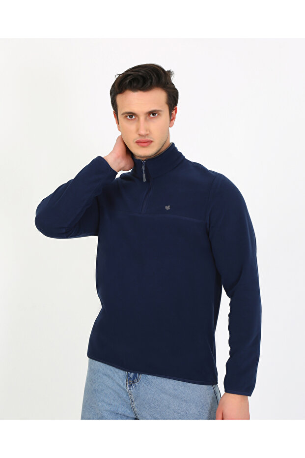 Regular Fit Men's Fleece – Zippered Collar, Non-Pilling, Winter