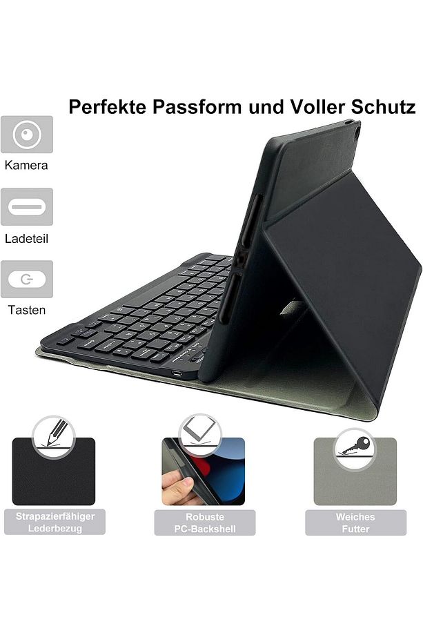 Apple Ipad 7.8. ve 9. Nesil 10.2 Uyumlu Tablet Bluetooth Özellik Kablosuz Kalem Bölme Klavyeli Kılıf - 4