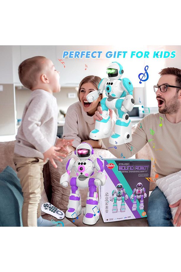 Çocuklar için uzaktan kumandalı robot oyuncak, ses değiştiricili ve kayıt cihazlı RC robotu - 6