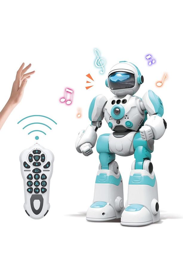 Çocuklar için uzaktan kumandalı robot oyuncak, ses değiştiricili ve kayıt cihazlı RC robotu - 8
