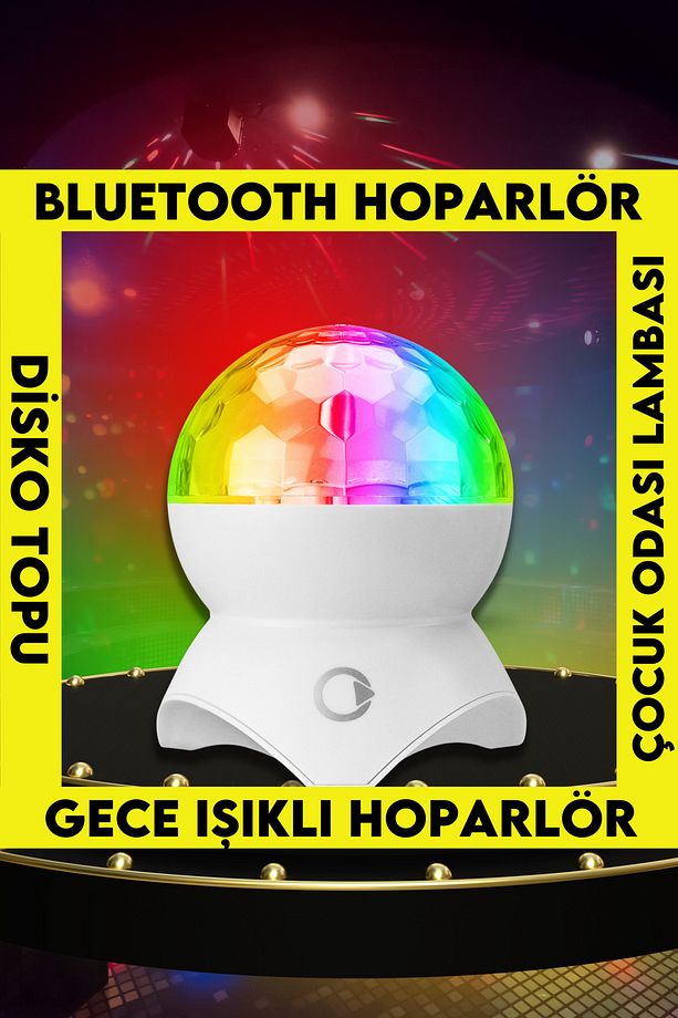 Md-x740 Şarjlı Bluetooth Hoparlör MicSd-Usb Tavan Işıklı DiskoTop Ses Bombası Çocuk Odası Gece Işığı - 1
