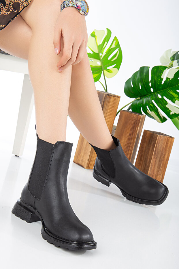 Siyah Kadın lastikli Bot - 5