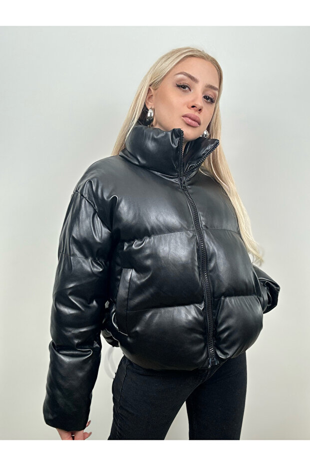 FERMUARLI ŞİŞME KISA SUNİ DERİ MONT - 2