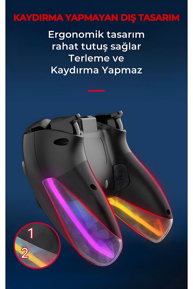 PS4 Kablosuz Gamepad Oyuncu Kol /Çift Titreşim/6 Eksenli RGB Mod/PS4/Switch/PC/Androd/İphone Uyumlu - 2