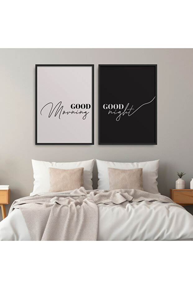 مجموعة من اللوحات المطبوعة ذات الإطار المزدوج Good Morning-Good Night Double20