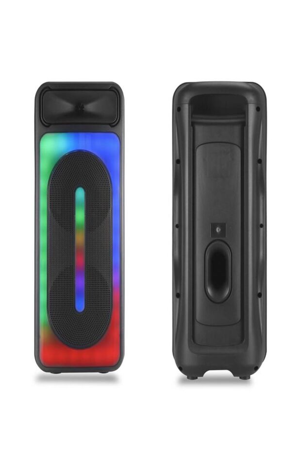 8"x2 45 WATT Taşınabilir RGB Bluetooth Hoparlör Karaoke Party Box + Kablosuz Mikrofon - 2