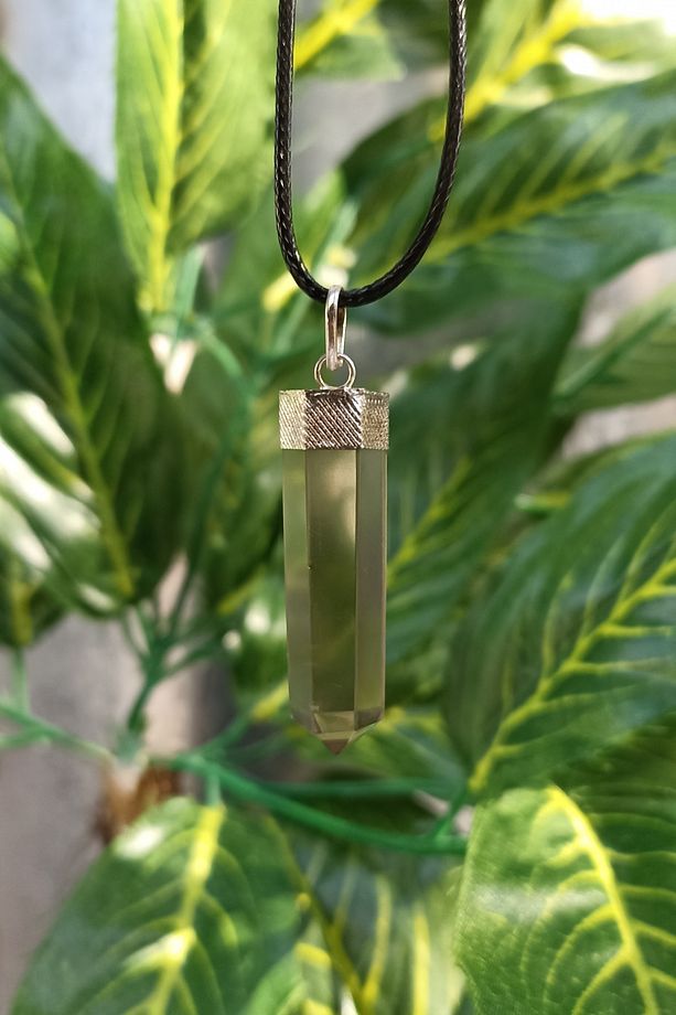 Dumanlı Quartz Taşı Kalem Pandül Kolye Ucu (DERİ İP HEDİYELİDİR) - 1