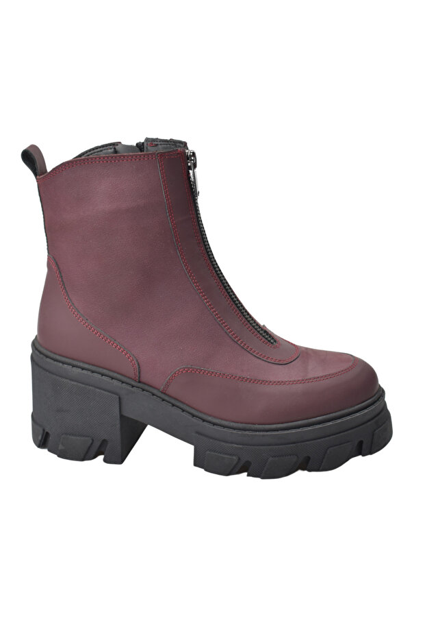 Ön Fermuar Detaylı Hakiki Deri Bot - 1